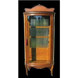 Oak Curved Glass China Cabinet