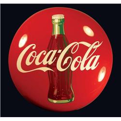 Coca Cola Button Sign with Bottle