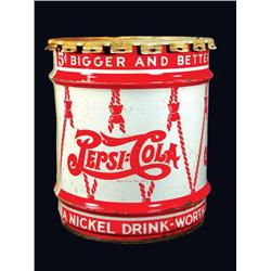 Pepsi Cola Double Dot 5 Cent Tin Barrel