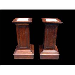 Pair of Oak and Onyx Pedestals