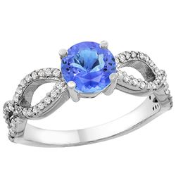 1.09 CTW Tanzanite & Diamond Ring 14K White Gold - REF-56V7R