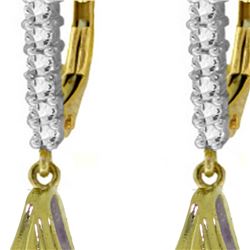 Genuine 6.3 ctw Amethyst & Diamond Earrings 14KT Yellow Gold - REF-56W3Y