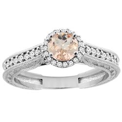 0.94 CTW Morganite & Diamond Ring 14K White Gold - REF-60N3Y