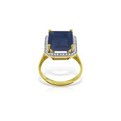 Genuine 6.6 ctw Sapphire & Diamond Ring 14KT Yellow Gold - REF-114X8M