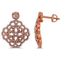 Natural 0.60 CTW Diamond Earrings 14K Rose Gold - REF-76Y5N