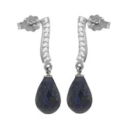 Genuine 6.88 ctw Sapphire & Diamond Earrings 14KT White Gold - REF-47P3H