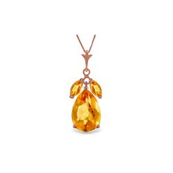 Genuine 6.5 ctw Citrine Necklace 14KT Rose Gold - REF-34A6K