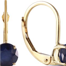 Genuine 1.20 ctw Sapphire Earrings 14KT Yellow Gold - REF-27X2M