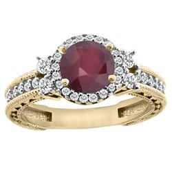 1.46 CTW Ruby & Diamond Ring 14K Yellow Gold - REF-77H7M