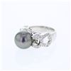 Image 1 : Natural 13.97 CTW Tahitian Pearl & Diamond Ring 14K White Gold - REF-112Y5N