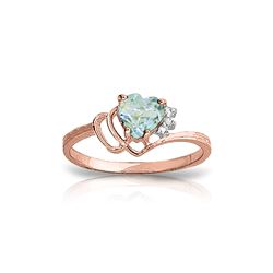 Genuine 0.97 ctw Aquamarine & Diamond Ring 14KT Rose Gold - REF-32A3K