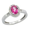Image 1 : 1.15 CTW Pink Topaz & Diamond Ring 14K White Gold - REF-37V9R