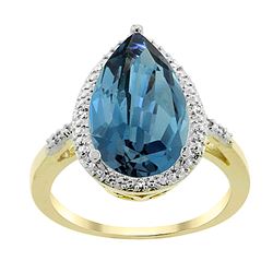 5.55 CTW London Blue Topaz & Diamond Ring 10K Yellow Gold - REF-37X4M