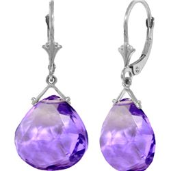 Genuine 17 ctw Amethyst Earrings 14KT White Gold - REF-38F2Z