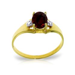 Genuine 0.76 ctw Garnet & Diamond Ring 14KT Yellow Gold - REF-20H8X