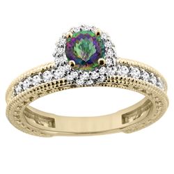 0.91 CTW Mystic Topaz & Diamond Ring 14K Yellow Gold - REF-65N9Y