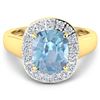 Image 3 : Natural 3.51 CTW Aquamarine & Diamond Ring 14K Yellow Gold - REF-96M3T