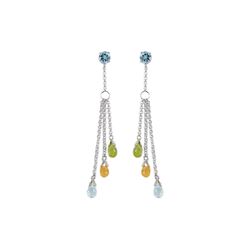 Genuine 5.75 ctw Blue Topaz Earrings 14KT White Gold - REF-45Z2N