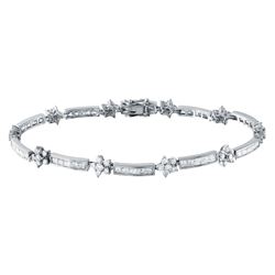 Natural 3.93 CTW Princess Diamond Bracelet 18K White Gold - REF-540Y2N