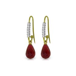 Genuine 17.78 ctw Ruby & Diamond Earrings 14KT Yellow Gold - REF-47K5V