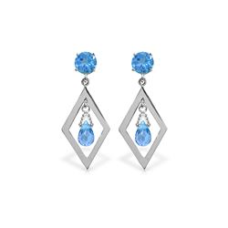 Genuine 2.4 ctw Blue Topaz Earrings 14KT White Gold - REF-39N3R