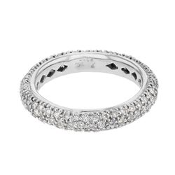 Natural 1.15 CTW Diamond Band Ring 14K White Gold - REF-90H2W