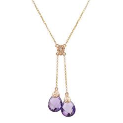 Natural 0.543 CTW Amethyst & Diamond Necklace 14K Rose Gold - REF-38X7T