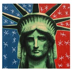 Steve Kaufman (1960-2010), "Liberty Head" Hand Painted Unique Variation Hand Pulled Silkscreen on Ca