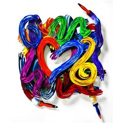 Patricia Govezensky- Original Painting on Cutout Steel "Work of Heart"