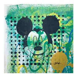 Gail Rodgers, "Mickey Mouse" Hand Signed Original Hand Pulled Silkscreen Mixed Media on Canvas with 