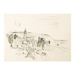 Wayne Ensrud "Chiroubles in Beajuolais, France" Pencil Original Artwork; Hand Signed; COA