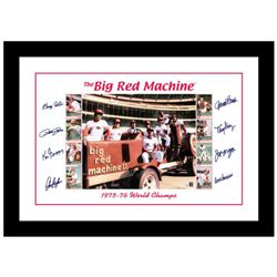 "Big Red Machine Tractor" Framed Lithograph Signed by the Big Red Machine's Starting Eight, with Cer