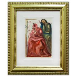 Salvador Dali- Original Color Woodcut on B.F.K. Rives Paper "Purgatory 31"