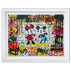 Nastya Rovenskaya- Original Mixed Media on Paper "Mickey & Minnie"