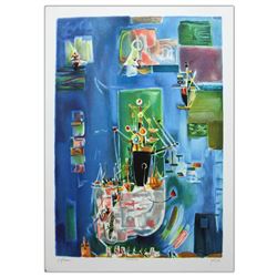 Nachum Gutman- Original Lithograph "Blue Ships"