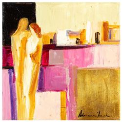 Adriana Naveh, "Deep in Emotions" Original Acrylic Painting on Canvas, Hand Signed with Letter of Au