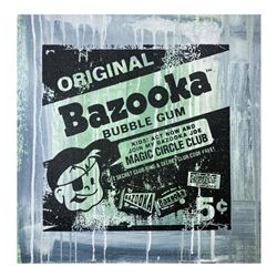 Gail Rodgers, "Bazooka Joe" Hand Signed Original Hand Pulled Silkscreen Mixed Media on Canvas with L