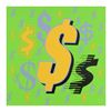 Image 1 : Steve Kaufman (1960-2010), "Dollar Sign" Limited Edition Hand Pulled Silkscreen on Canvas, Numbered 