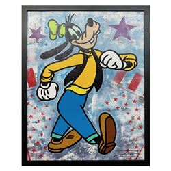 Jozza, "Big Star" Hand Signed Original Mixed Media on Canvas with COA.
