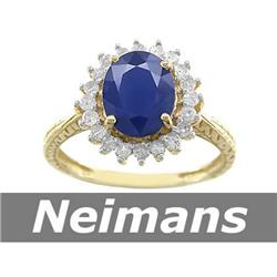 Estate 3.75 ct Sapphire & Diamond Earrings 14kt Gold
