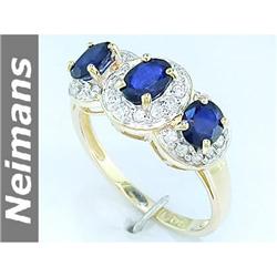 Gem Cert 1.25 ct Black Diamond 3-Stone Anniversary Ring