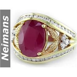 Certified 6.75 ct Sapphire & VS Diamond Ring 14K Gold