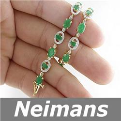 Certified 7.75 ct Emerald & VS Diamond Bracelet 14kt