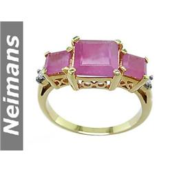 Gem 2.75 ct Certified White Sapphire & Ruby Ring 14kt