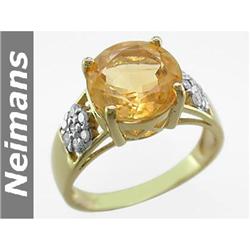 Certified .75 ct Orange Sapphire & VS Diamond Ring 14kt