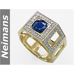 Vintage 1890's 3.50 ct Sapphire & VS Diamond Ring 14kt