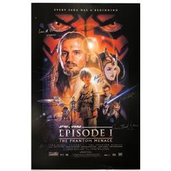 Signed Star Wars Pahntom Menace Poster Liam Neeson