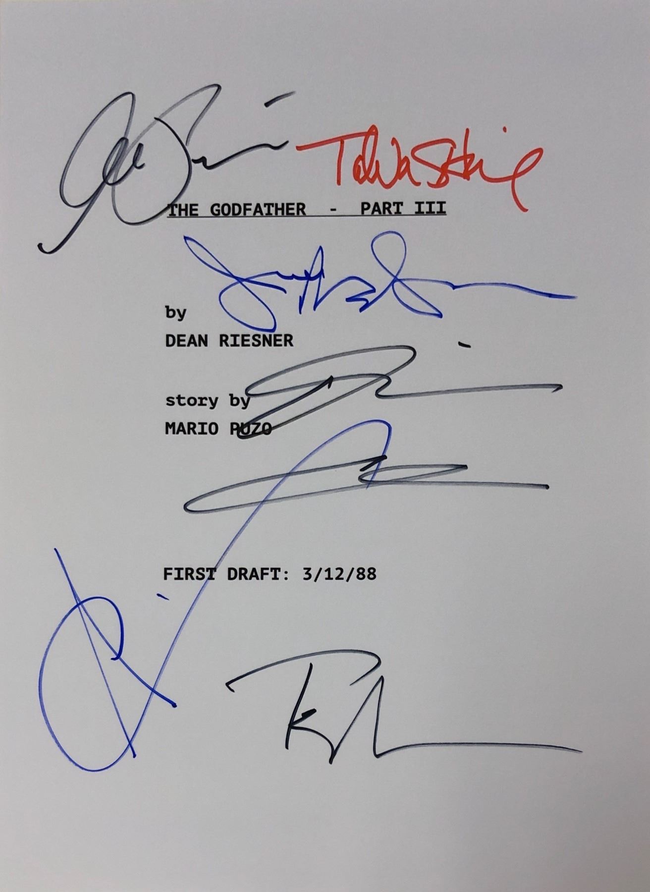 Godfather Signed Script Godfather 3 Signed Script Cover Al Pacino