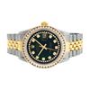 Image 3 : Rolex Mens 2 Tone Green String Princess Cut Diamond Datejust 26MM Wristwatch