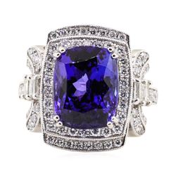 8.01 ctw Tanzanite and Diamond Ring - Platinum